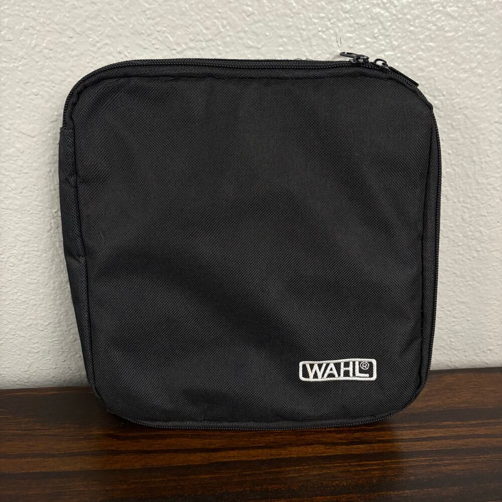 Wahl Black Zip Up Square Bag Elastic Pockets White Embroidered Logo